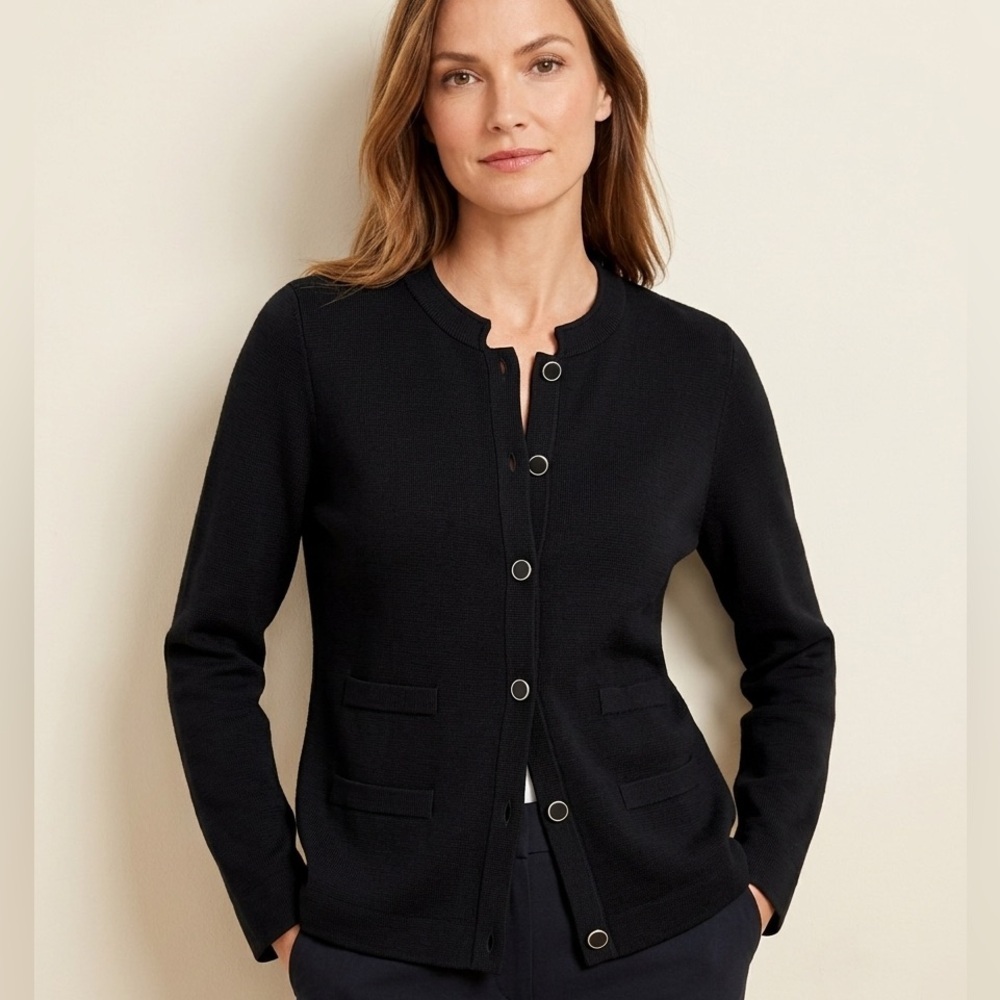 Women’s Talbots Black Lightweight Knit Jacket or blazer or cardigan - size large